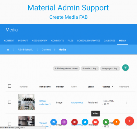 Material Admin Support Add Media FAB screenshot