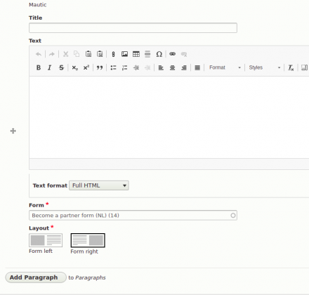 Mautic Paragraph - autocomplete forms