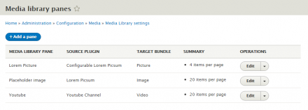 Configure available Media Library Panes.