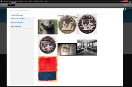 Display of Media plugin showing images from ARTstor's ShareShelf 