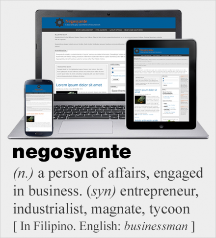 Screenshot of Negosyante, a blue and grey (and orange) sub-theme of Groundwork
