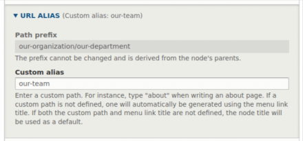 Interface when adding / editing a node