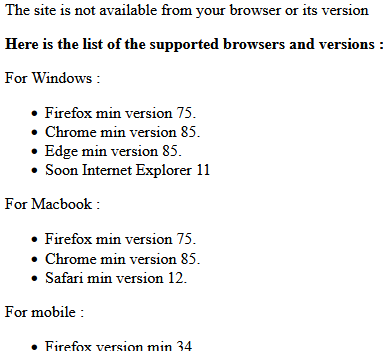 Outdated browsers front message