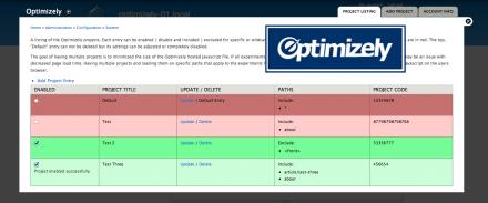 A listing of project entries using the Drupal Optimizely module.