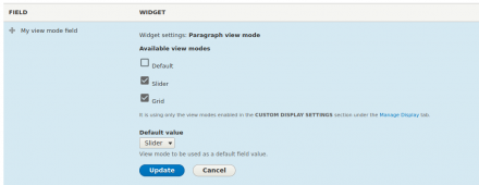 Screenshot presenting widget configuration
