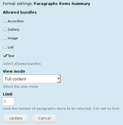 Paragraphs summary display settings (D7)