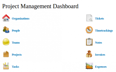 Screenshot of the Project Management menu