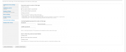 Protected Node per content type settings