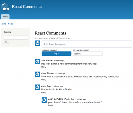 React comments in action