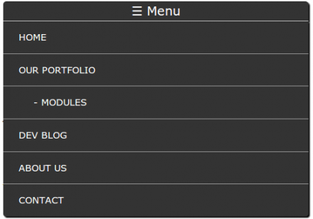 Example menu using simple style