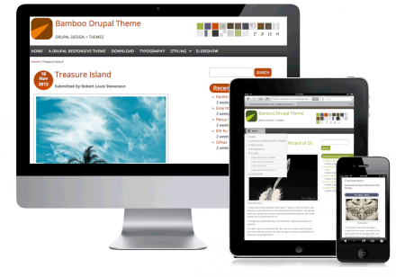 Bamboo Theme with Mobile, Tablet and Desktop shown