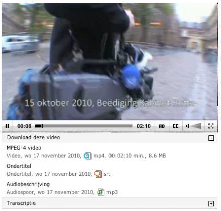 Screenshot of the Rijksvideo module in action