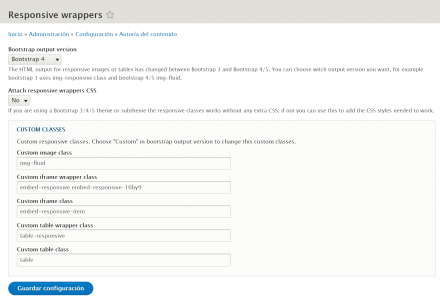 Responsive wrappers module settings
