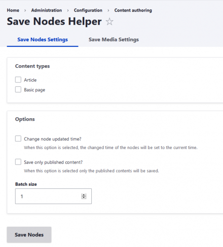 Nodes configuration page