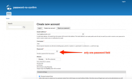 no password confirmation field