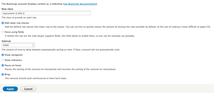The settings for Bootstrap Carousel options