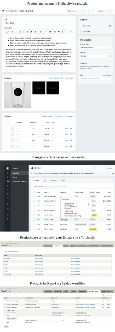 Shopify Drupal module screenshots