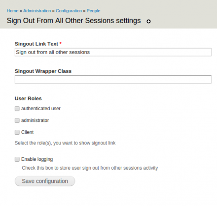 signout sessions settings page