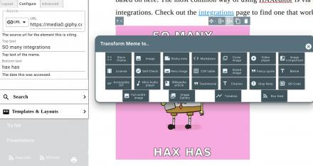 HAX transforming an element in the page