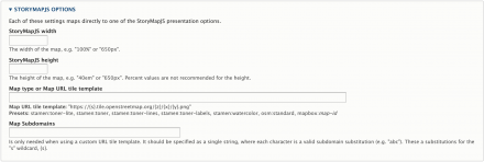 StoryMapJS View Style's Options Form