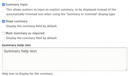 Summary Options