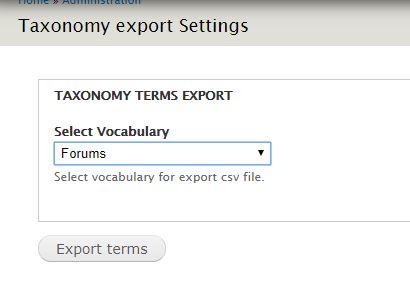 Taxonomy export csv