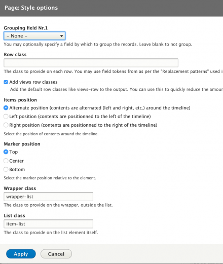 Simple timeline 8.x settings