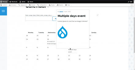 A tooltip displayed in a calendar View