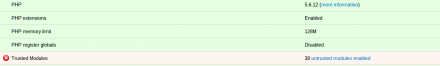 Reports page showing the number of untrusted modules