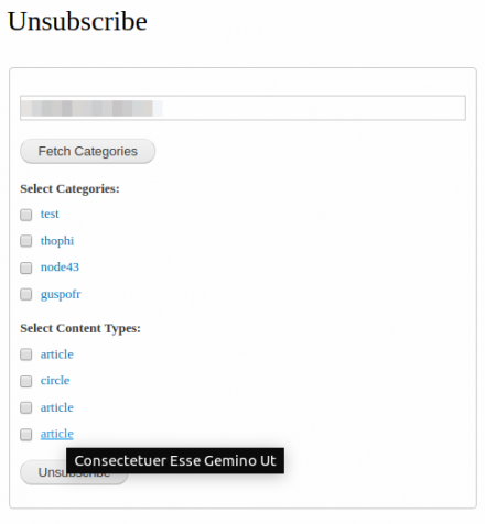 Unsubscribe page