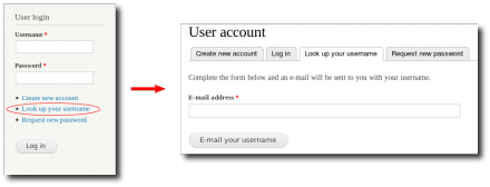 screenshots illustrating usage of Username Reminder 