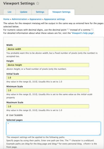 viewport settings page