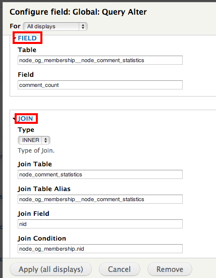 Global field for custom query