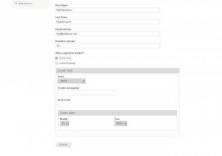 The webform component used in a donation webform