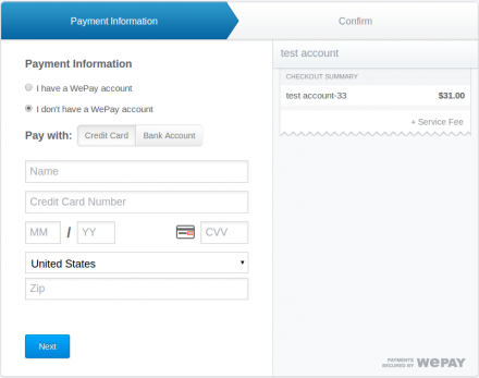 Wepay payment page