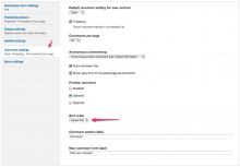 Blog content type comment settings example
