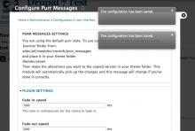 Configuration screen showing purr messages stacked.