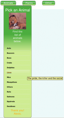 Open CuteMenu with image in header and a selected menu item with its title showing.