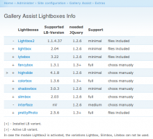 Now with a better overview of the supported Lightboxes