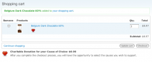  Shopping cart containing product with Donation Incentive