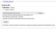 Sample of archive upload on node creation / edit.