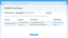 Screenshot of admin page