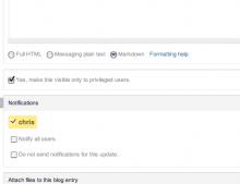 Interface for enabling and disabling private content