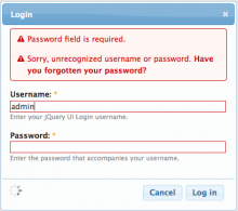 jQuery UI Account Dialog