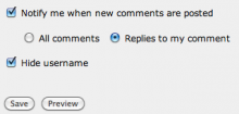 Comment form settings