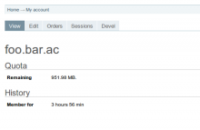 Quota display on user's profile