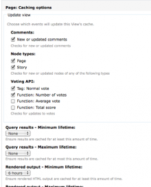 Views content cache settings page