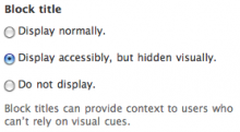 Screenshot showing block title accessibility options