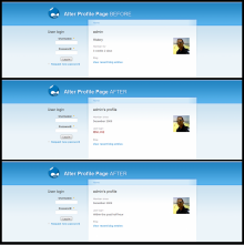 Before and after: Alter Profile Page