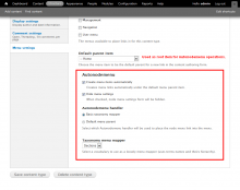 NodeAutoMenu node settings.